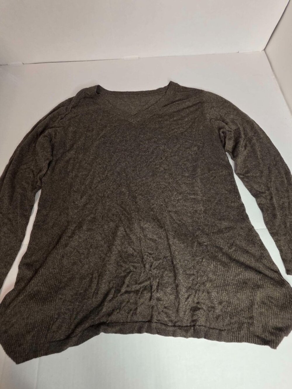 Women's Taupe Brown Heathered Long Sleeve Sweater Tunic XL